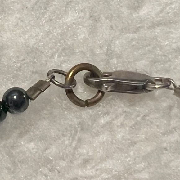 Gun Metal Tone Bead Necklace & Elastic Bracelet Set Lobster Claw Clasp 15 inch - Picture 6 of 7